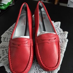 Marc Joseph Red Leather Loafers for Women